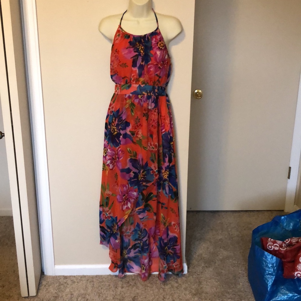 Bisou Bisou floral halter dress, size 4
